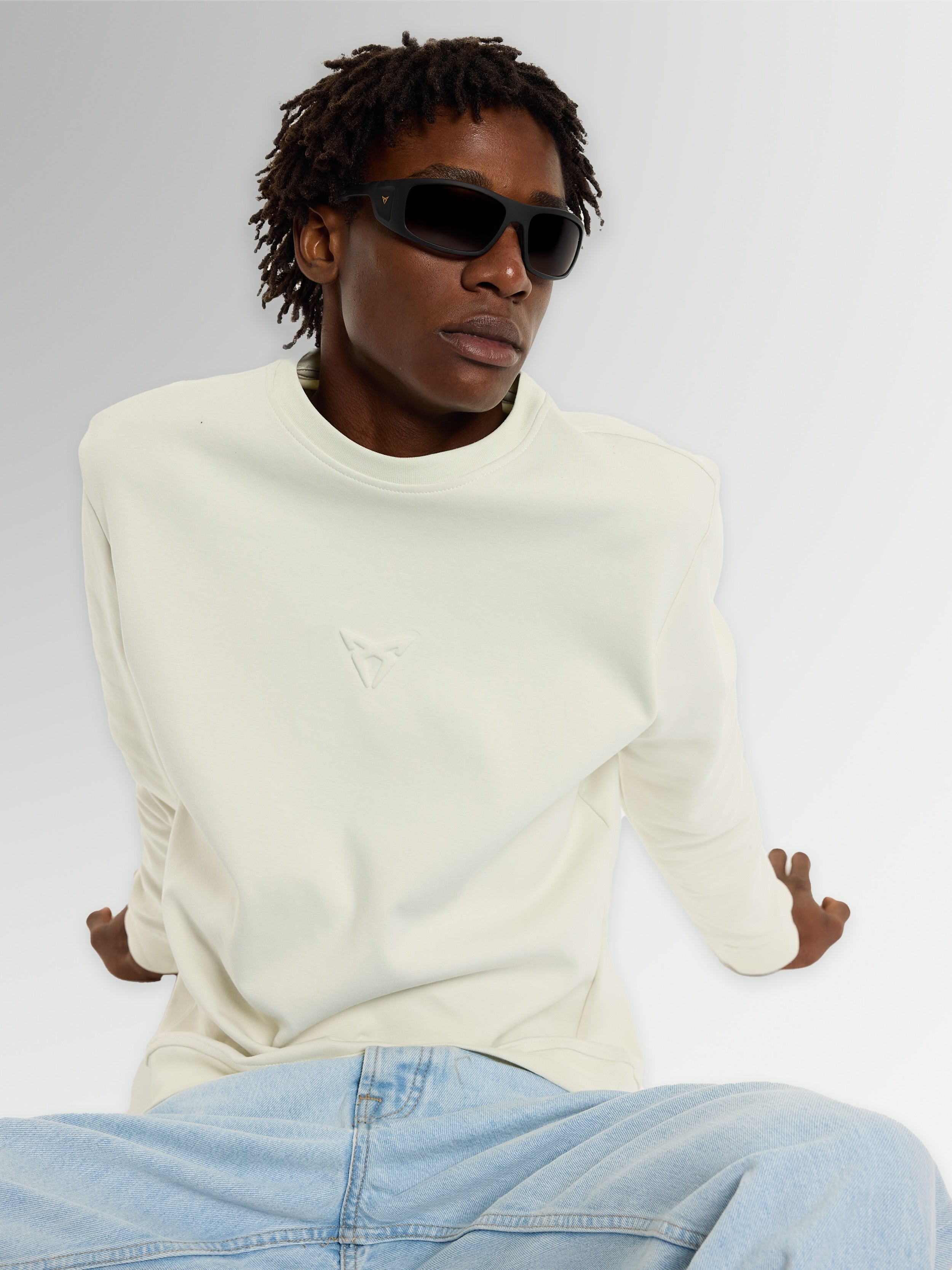 UNISEX TAIGA BEIGE EMBOSSED SWEATSHIRT