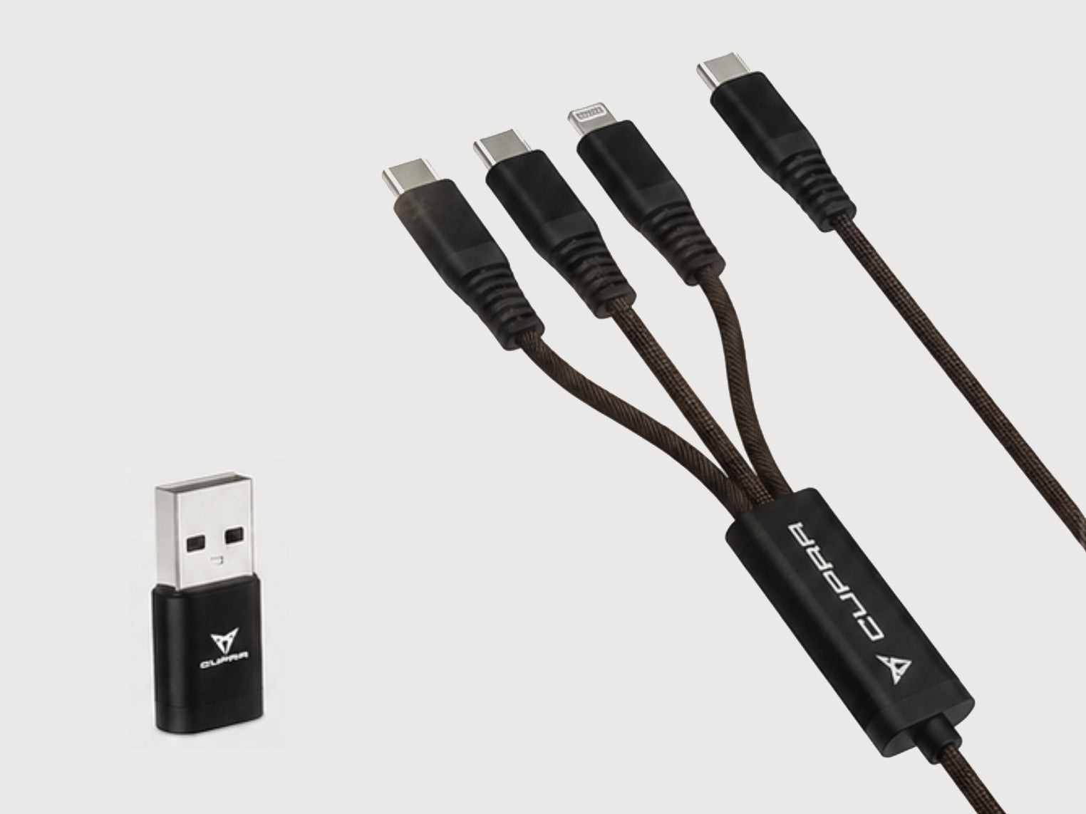CABLE DE CARGA Y DATOS CUPRA 3 EN 1 (100W) + ADAPTADOR USB-C A USB-A