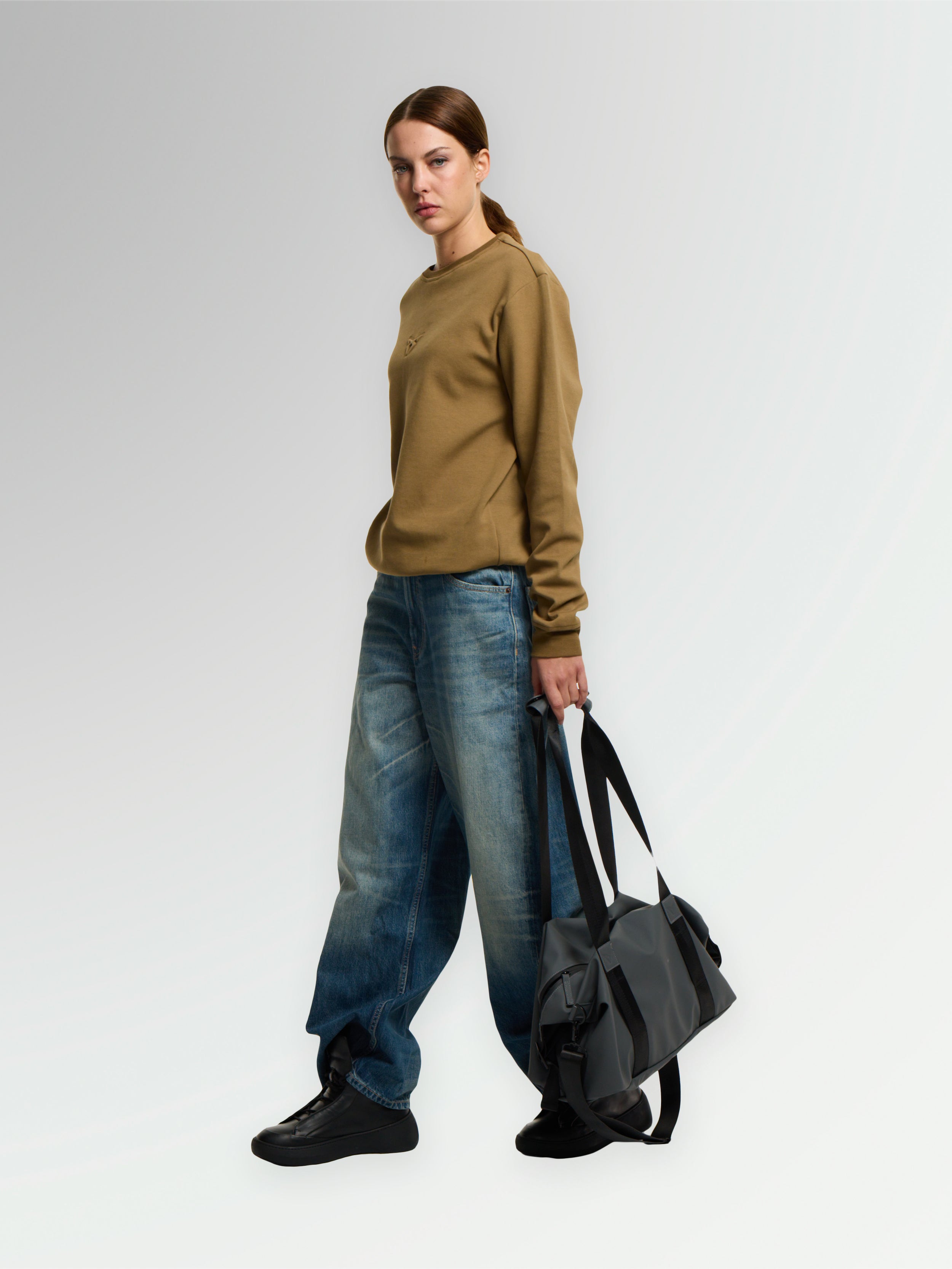 UNISEX TOBACCO BROWN EMBOSSED SWEATSHIRT