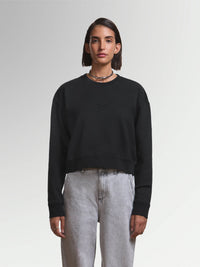 BLACK EMBOSSED SWEATSHIRT CROPPED