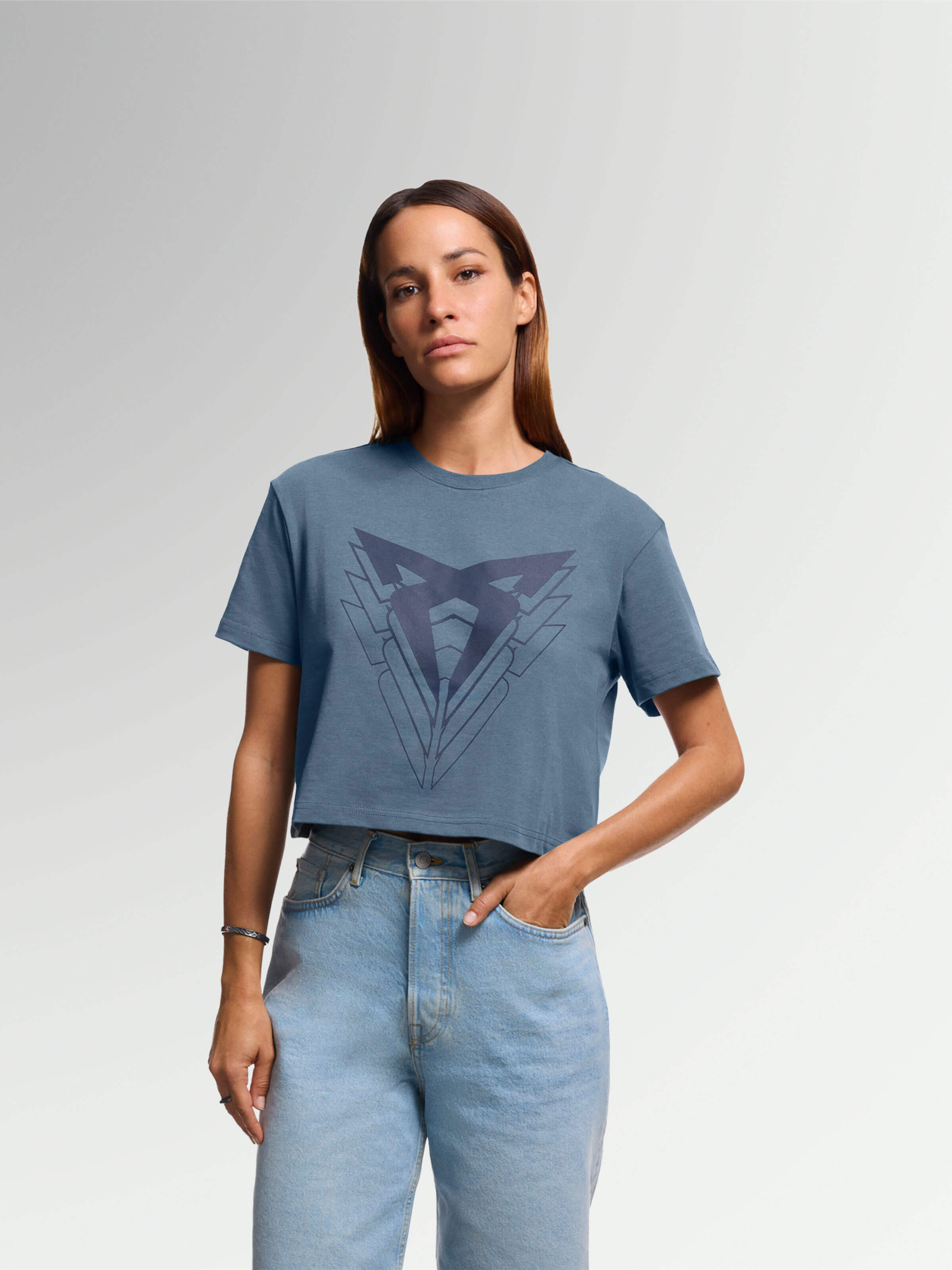 Women's grey T-shirt crop top Big Logo | CUPRA Collection