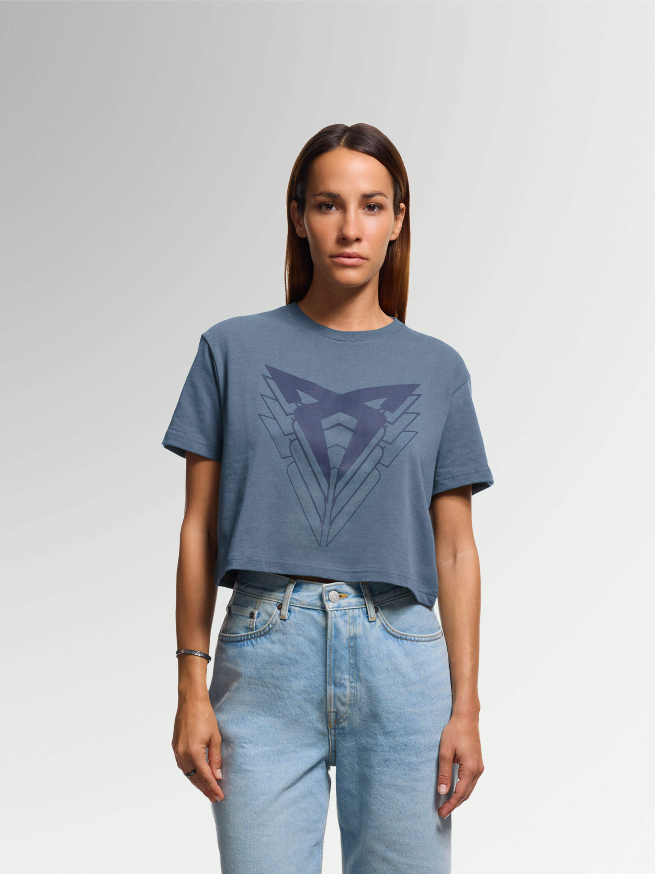 Women's grey T-shirt crop top Big Logo | CUPRA Collection