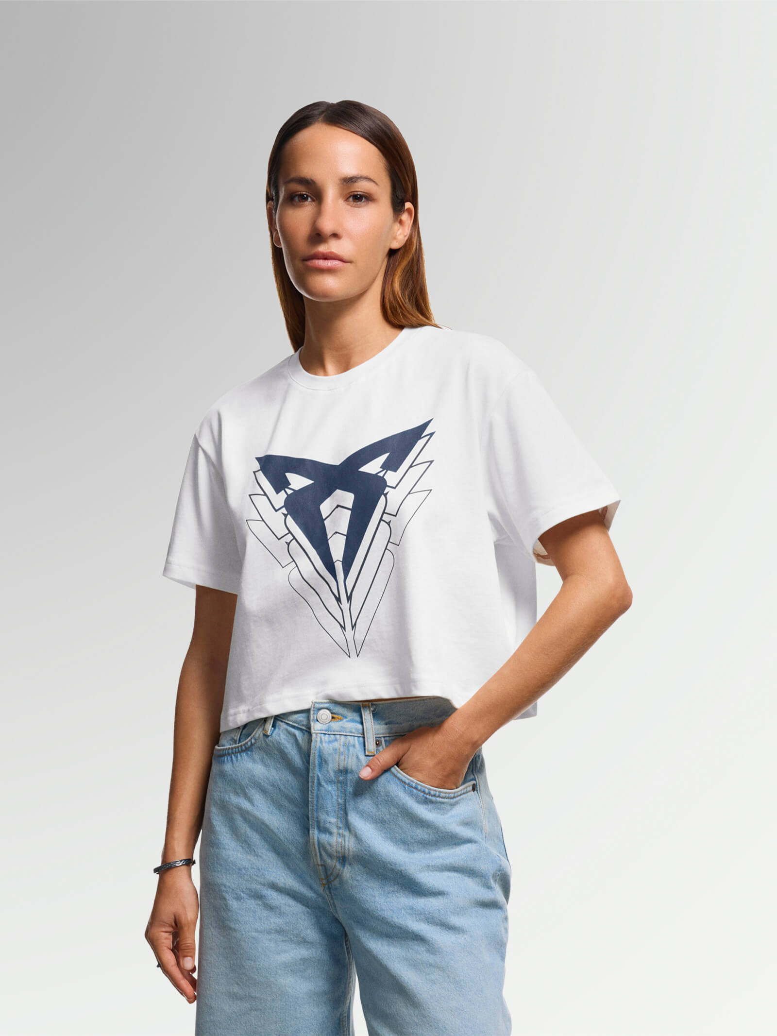 Women's white T-shirt crop top Big Logo | CUPRA Collection