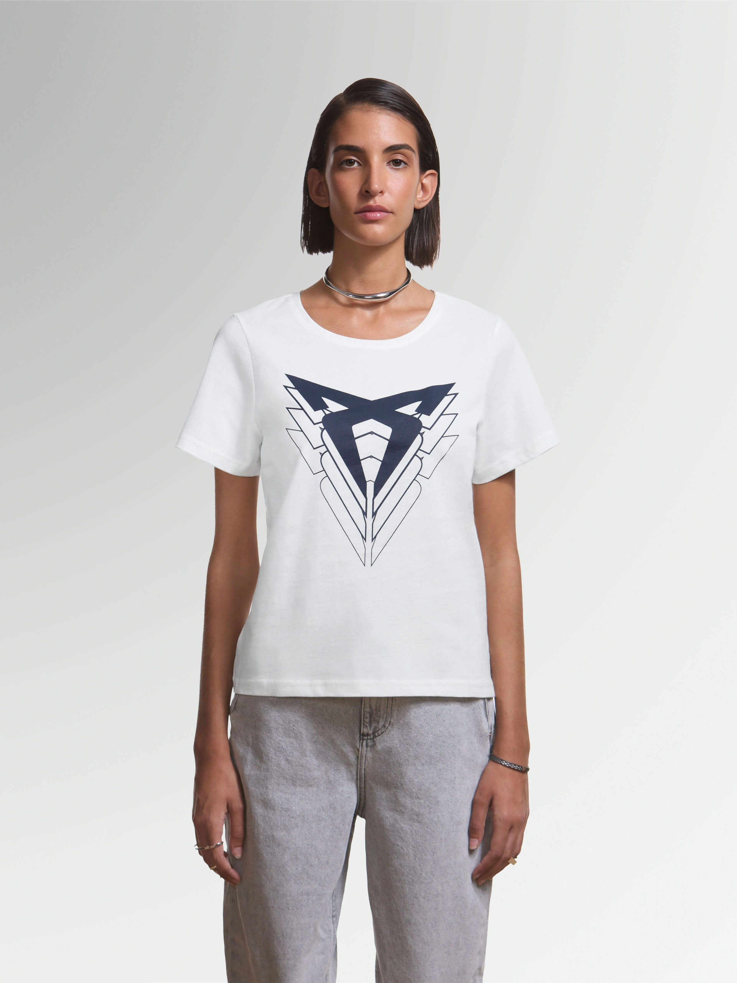 Women's white slim fit T-shirt BIG LOGO | CUPRA Collection