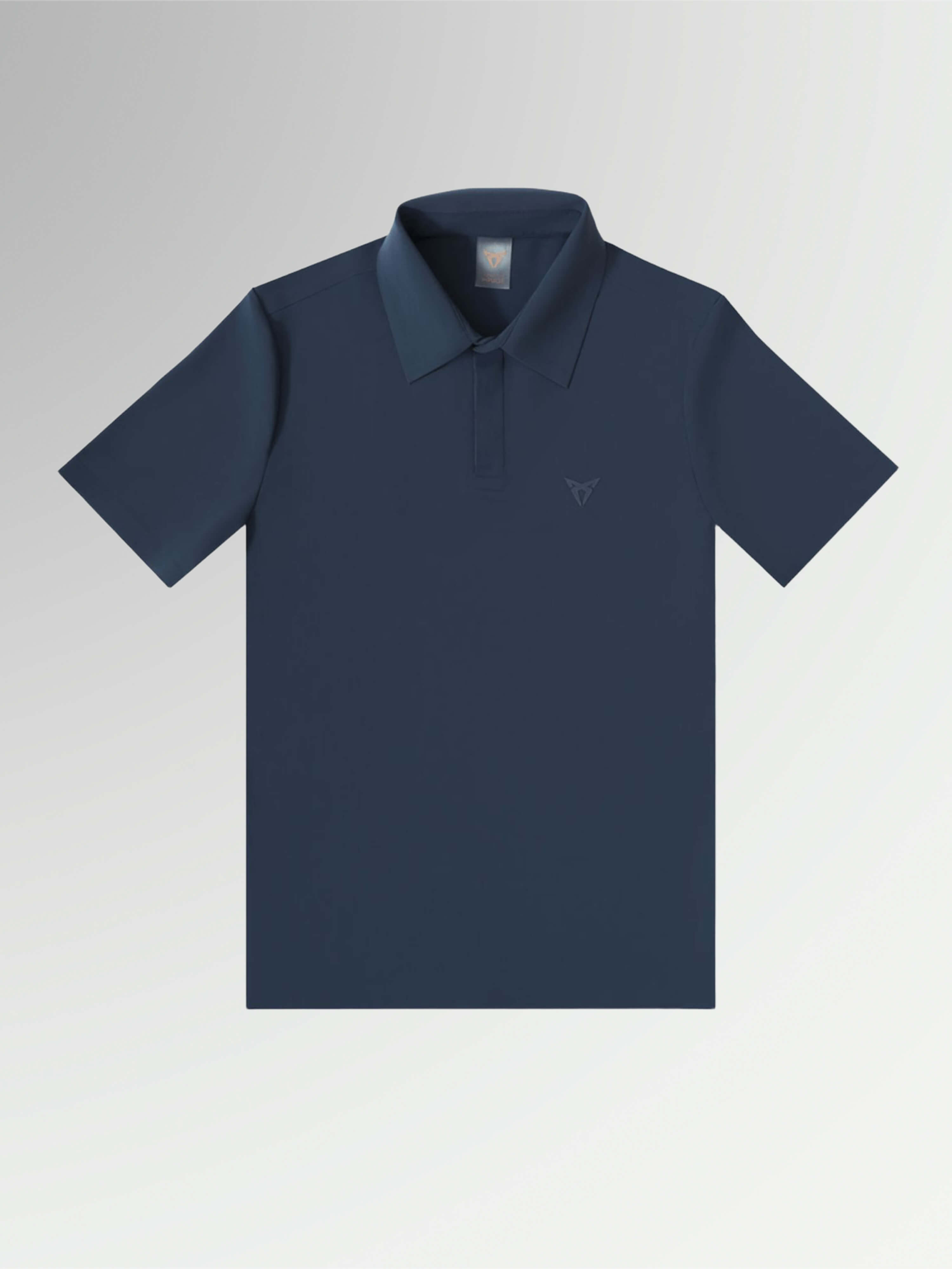 Blue lightweight polo with CUPRA logo tone on tone in silicone.